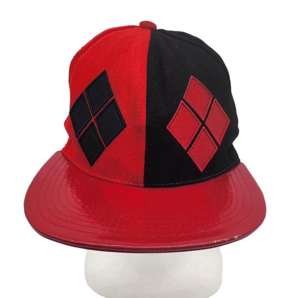 DC Harley Quinn Cap Red/Black with‎ Shinny Brim (Adjustable) Embroidery Diamonds